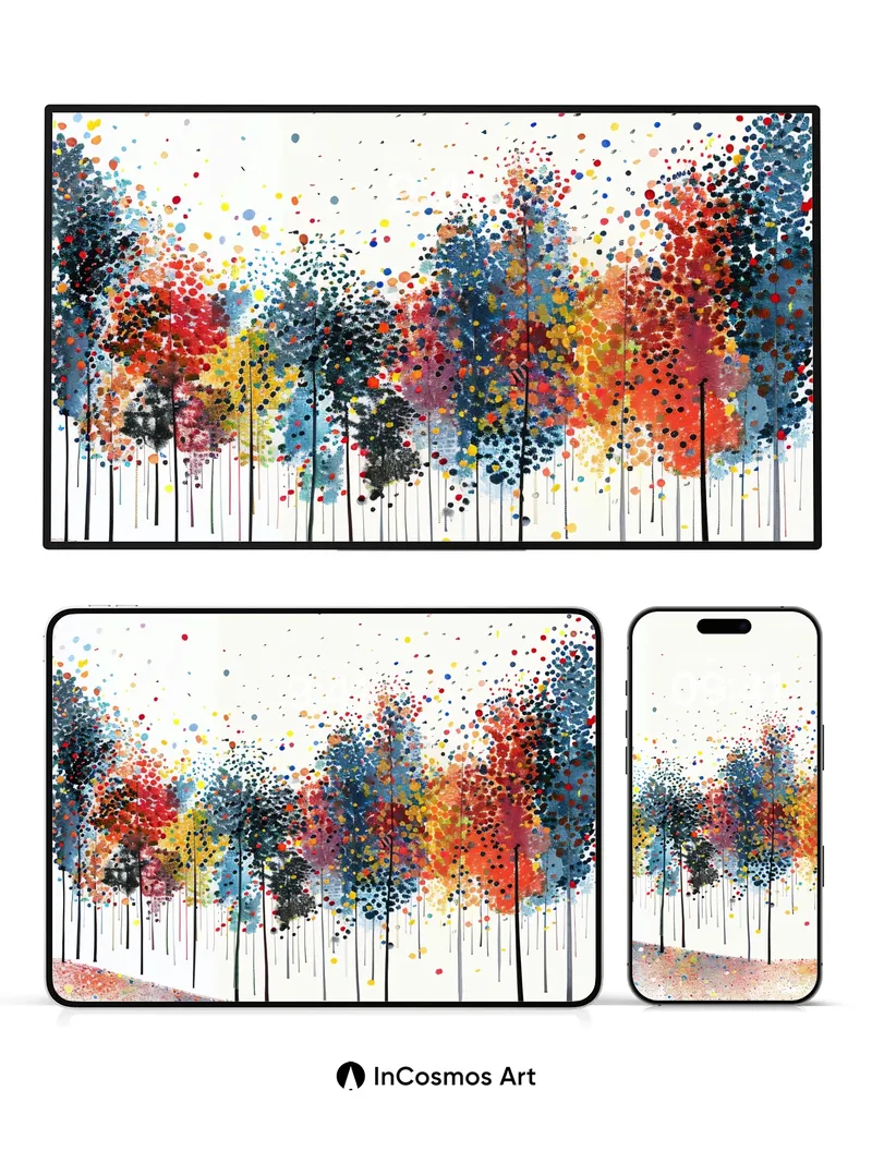 Whispering Canopy Wallpaper with Polka-Dot Forest