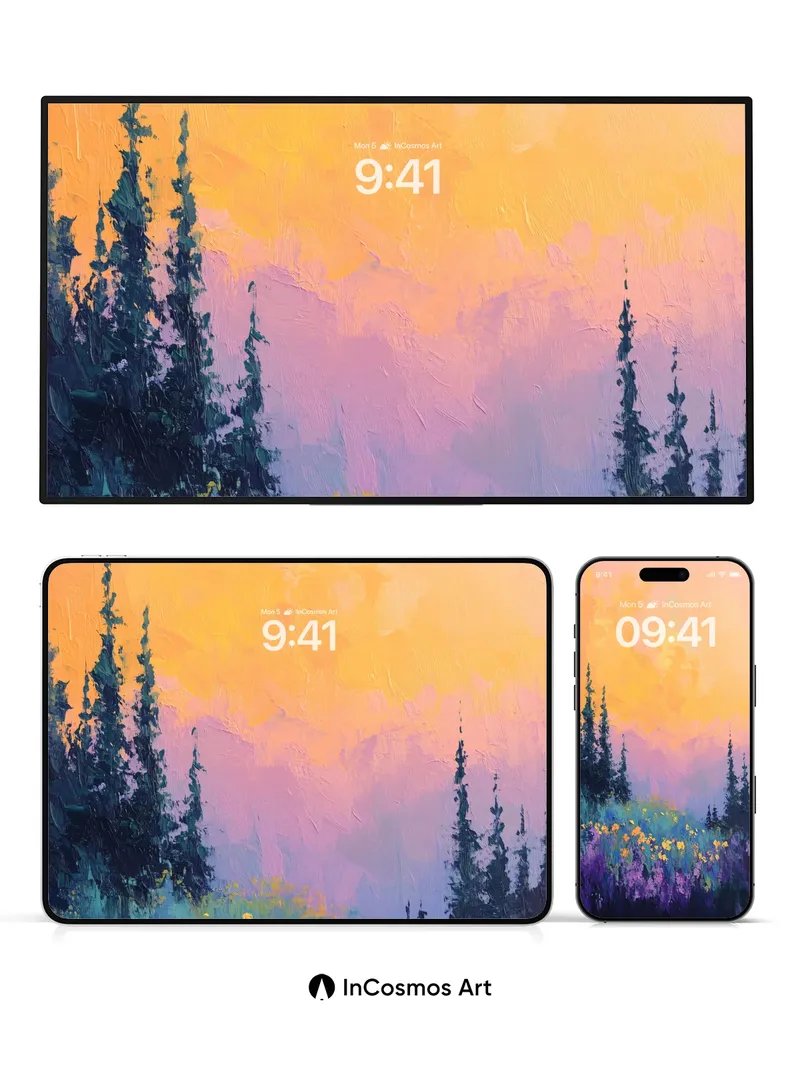 Golden Hush Wallpaper with Wildflower Whispers