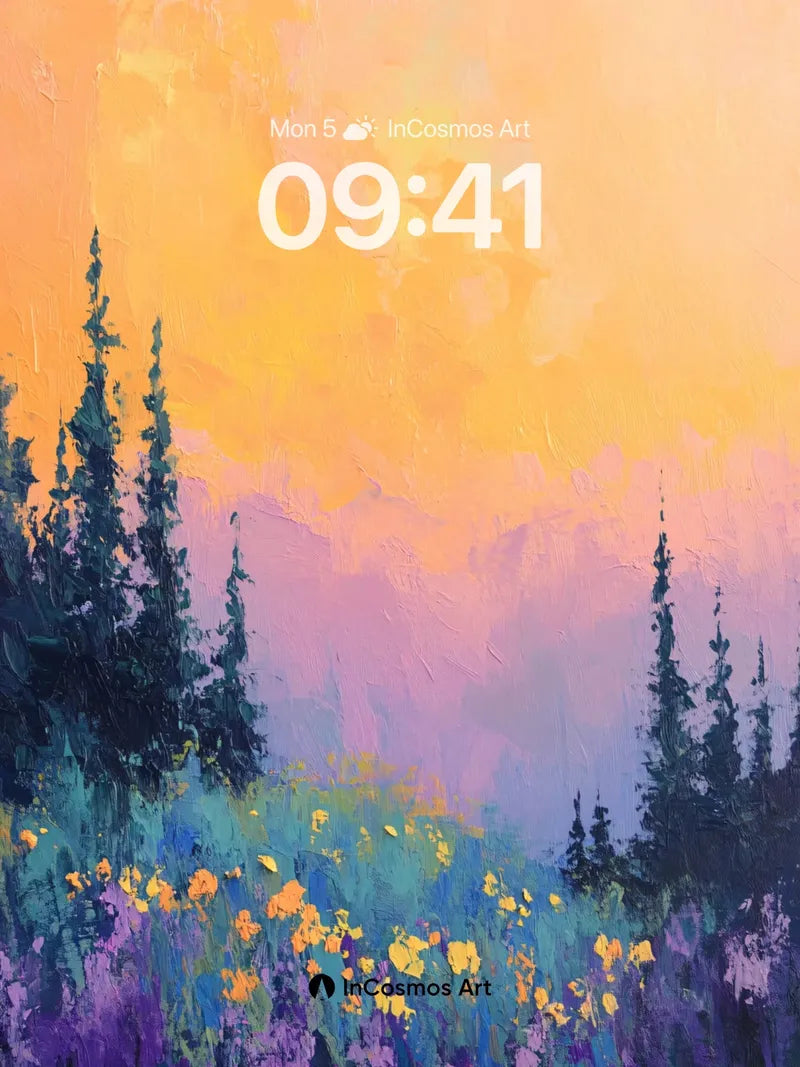 Golden Hush Wallpaper with Wildflower Whispers