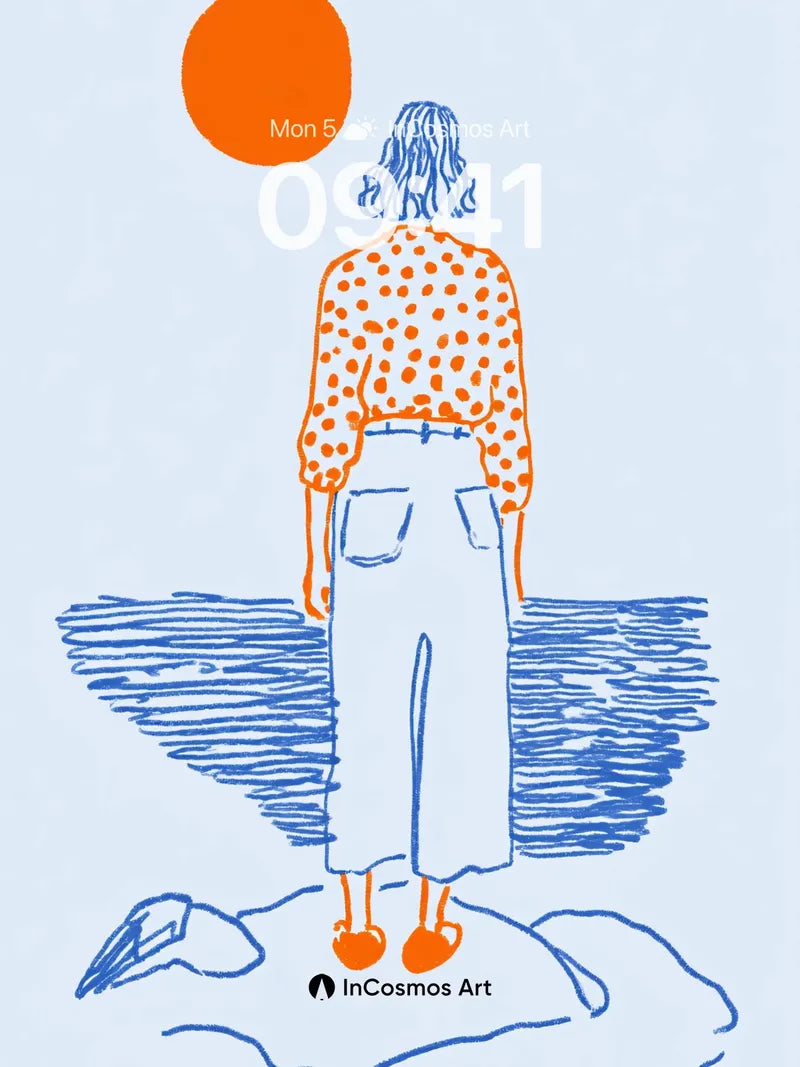 Sunset Solitude Wallpaper with Polka Dot Reverie