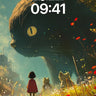Whispering Cat Wallpaper with Floating Petals wallpaper for iPhone, iPad & Mac