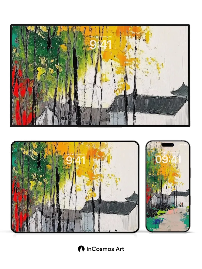 Whispering Canopy Wallpaper with Autumnal Hues