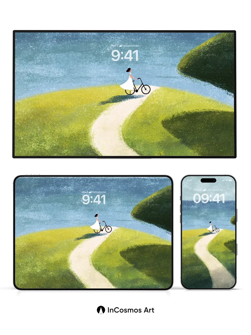 Serenity Pathway Wallpaper with Ocean Whispers