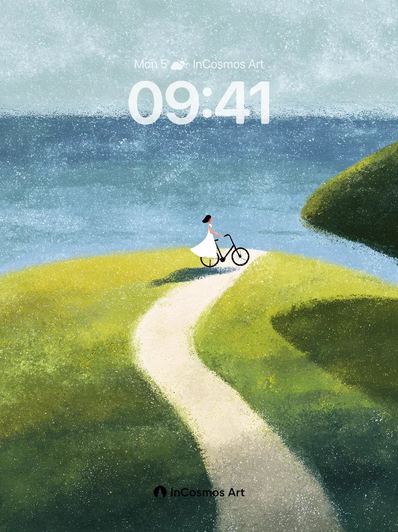 Serenity Pathway Wallpaper with Ocean Whispers