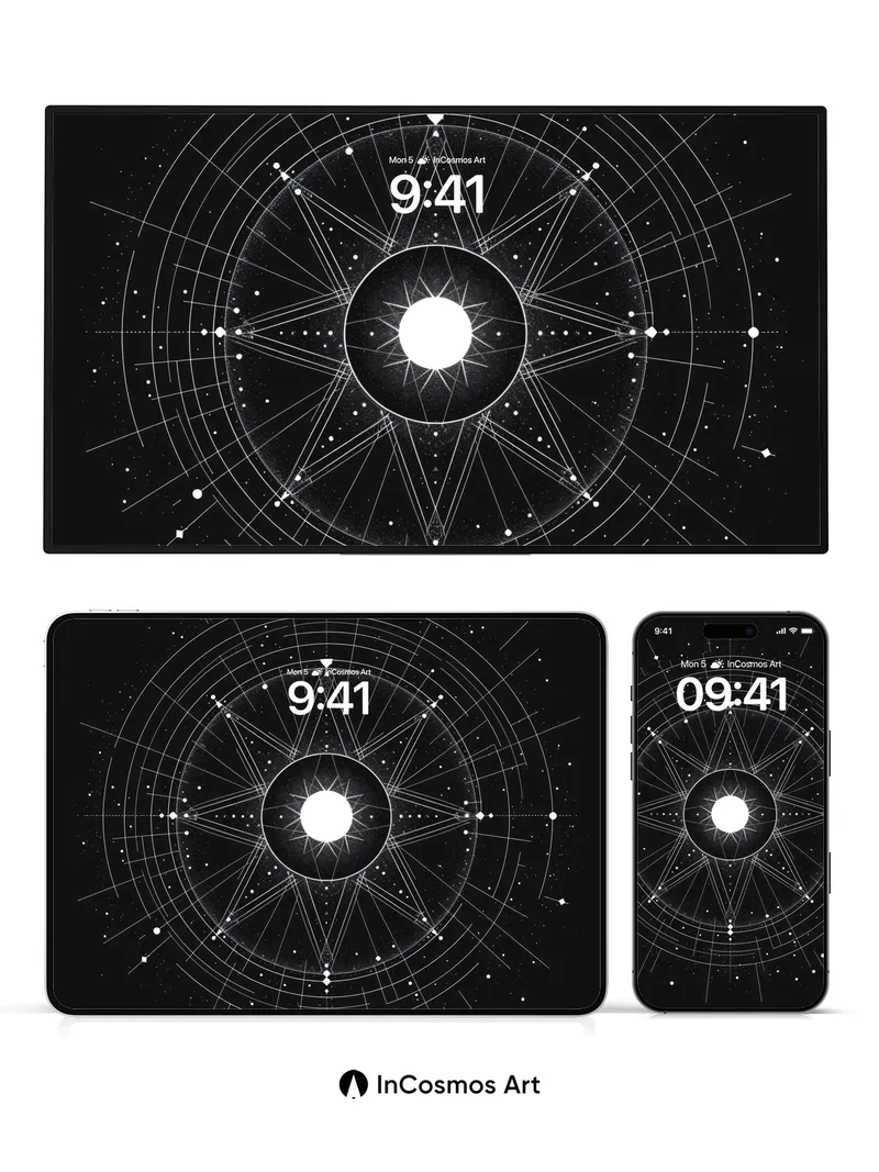 Celestial Grid Wallpaper with Starlight Web