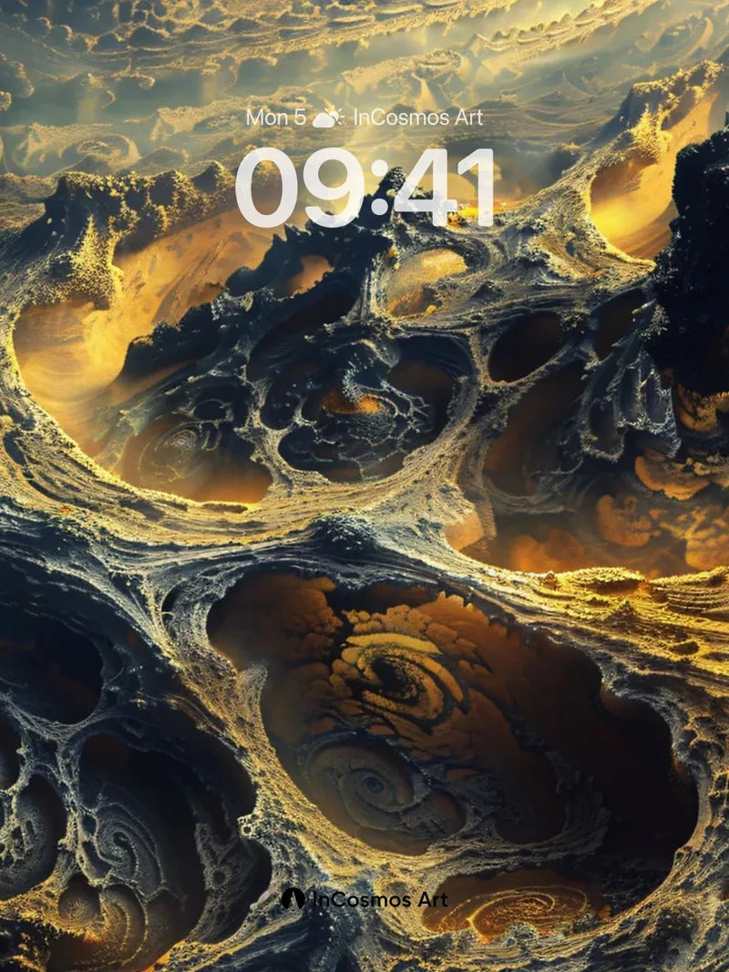 Golden Storm Wallpaper with Fractal Depths wallpaper for iPhone, iPad & Mac
