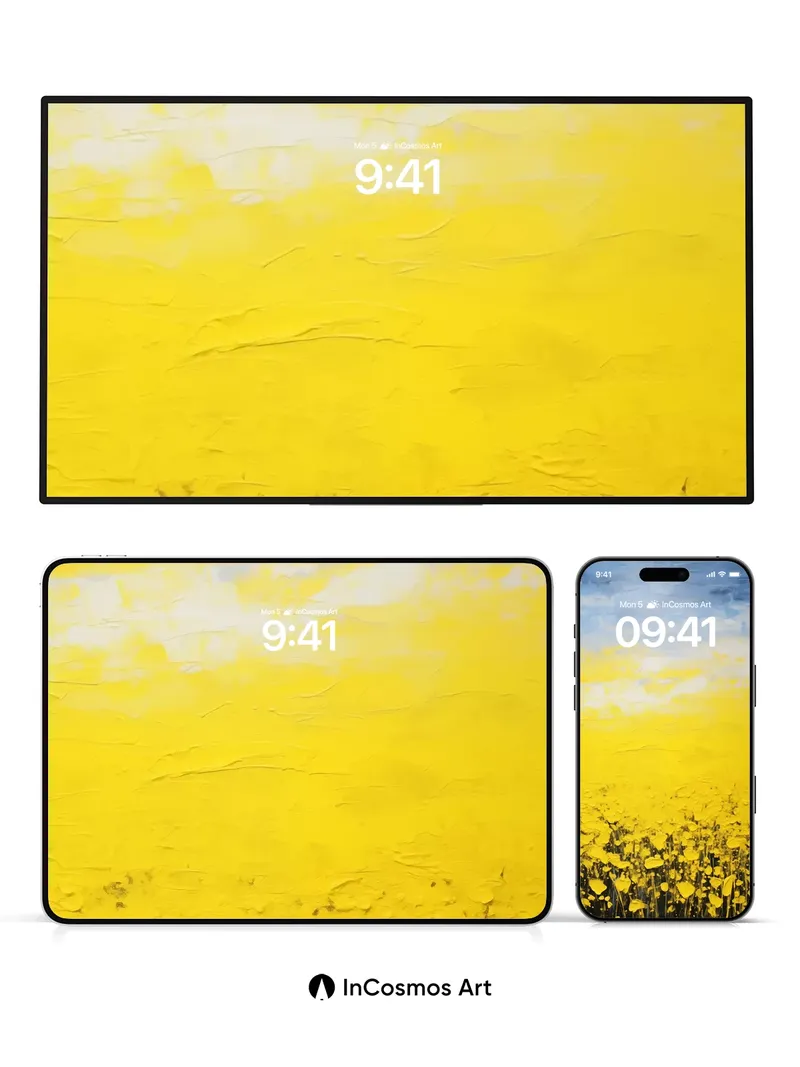 Golden Field Wallpaper with Textured Sky