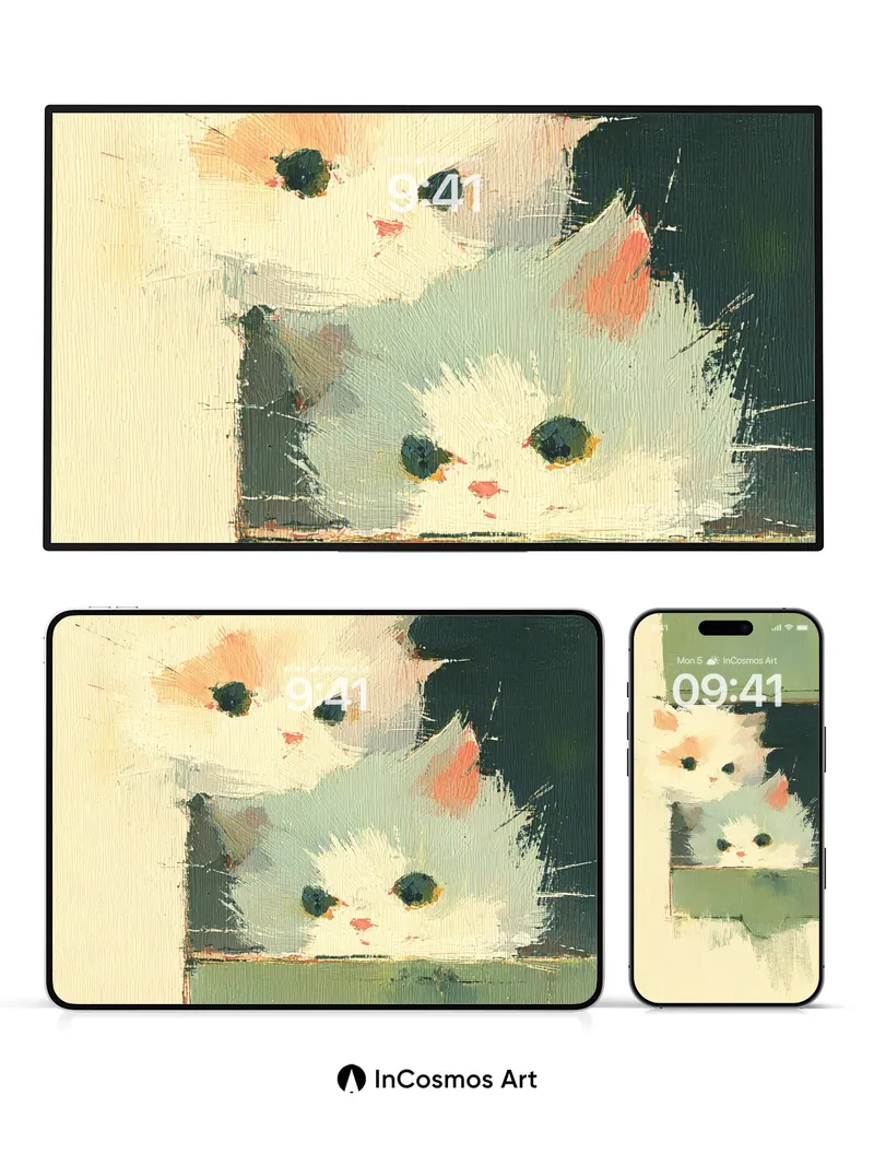 Whispering Fur Wallpaper with Peeking Kittens