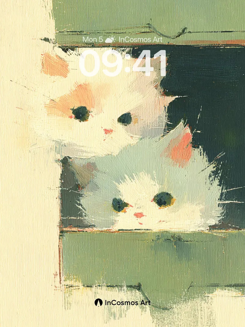 Whispering Fur Wallpaper with Peeking Kittens