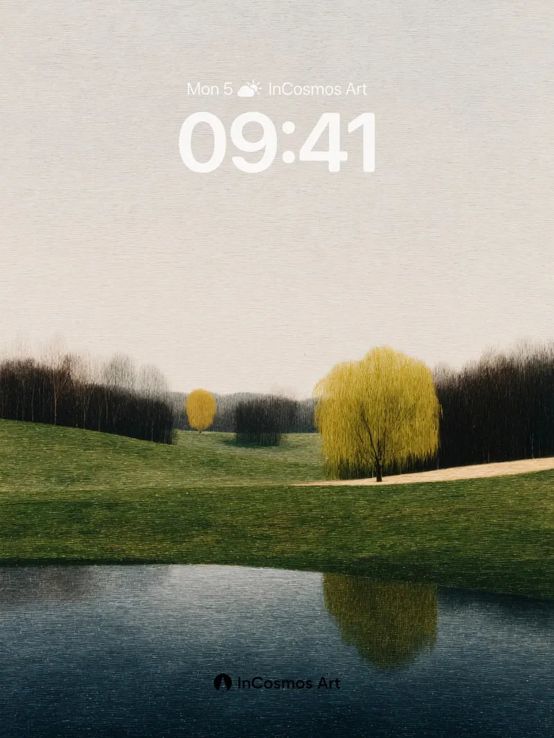 Serenity in Gold Wallpaper with Reflective Stillness