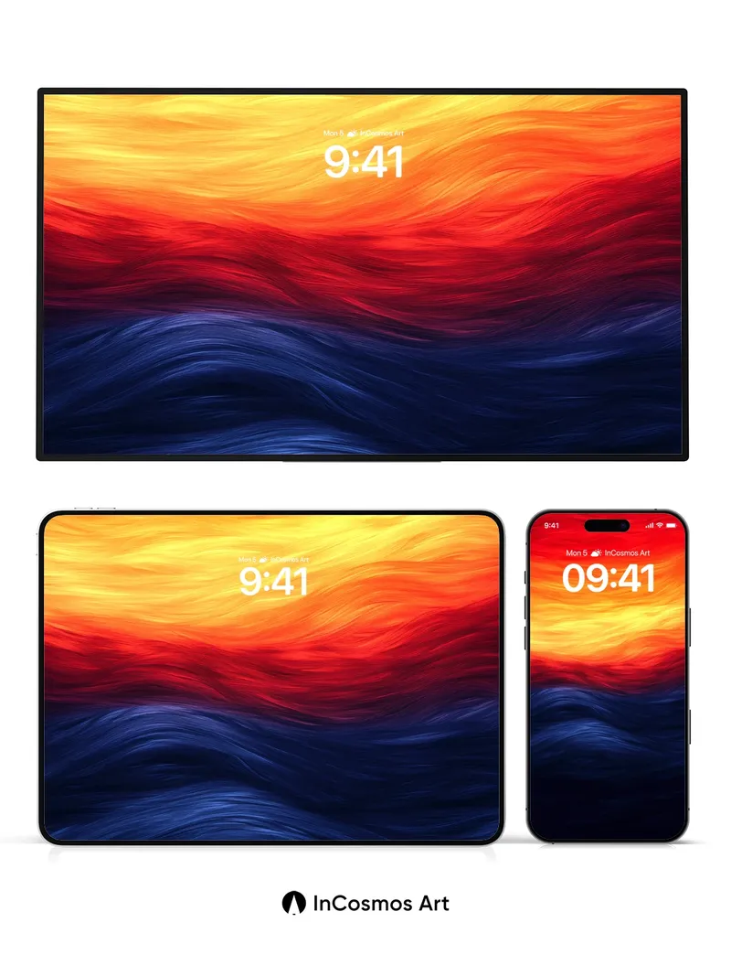 Crimson Horizon Wallpaper with Liquid Fire