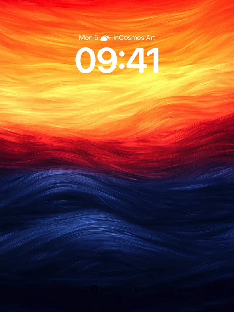 Crimson Horizon Wallpaper with Liquid Fire