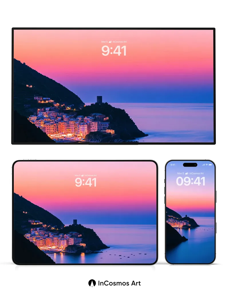 Crimson Hush Wallpaper with Coastal Whispers