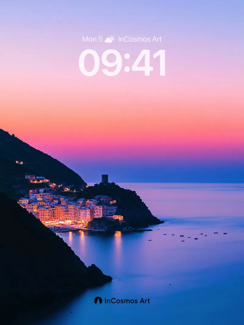 Crimson Hush Wallpaper with Coastal Whispers