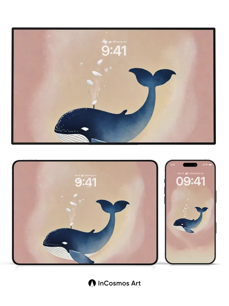 Serenity Whale Wallpaper with Celestial Breath