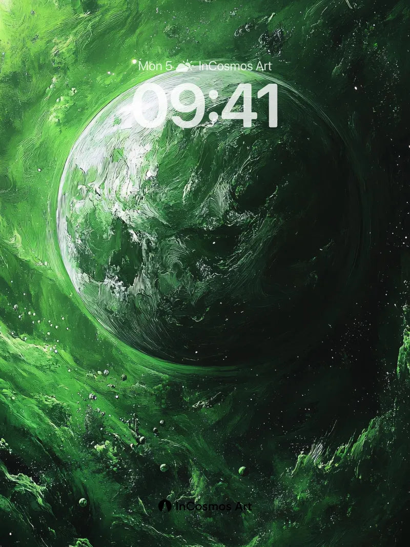 Emerald Void Wallpaper with Celestial Whispers