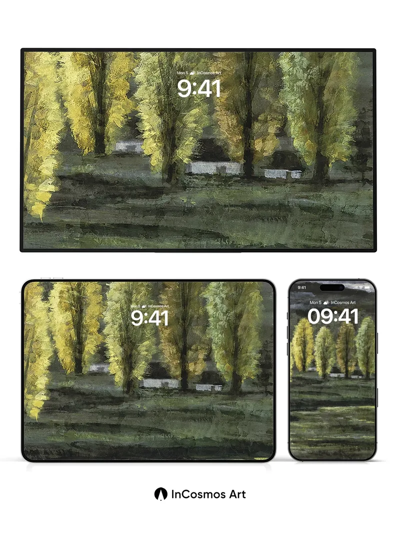 Whispering Canopy Wallpaper with Golden Veil