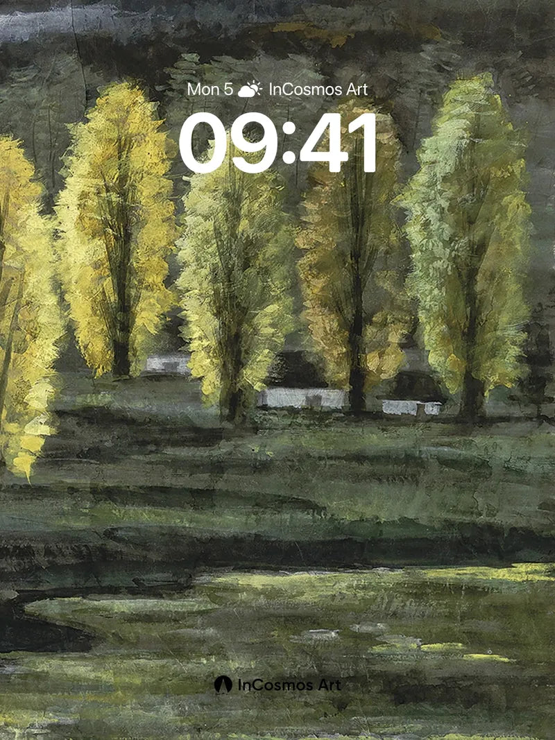 Whispering Canopy Wallpaper with Golden Veil