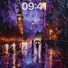 Luminescent Rainfall Wallpaper with Clocktower Echo wallpaper for iPhone, iPad & Mac
