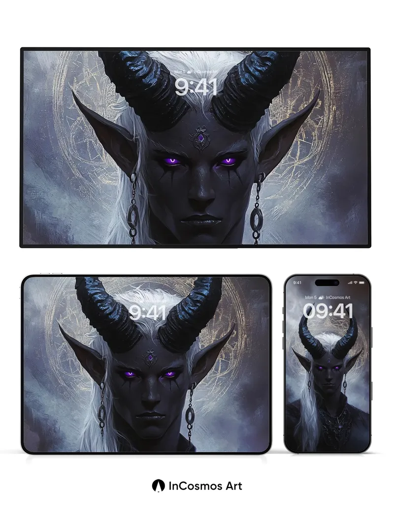 Shadowed Horns Wallpaper with Celestial Veil