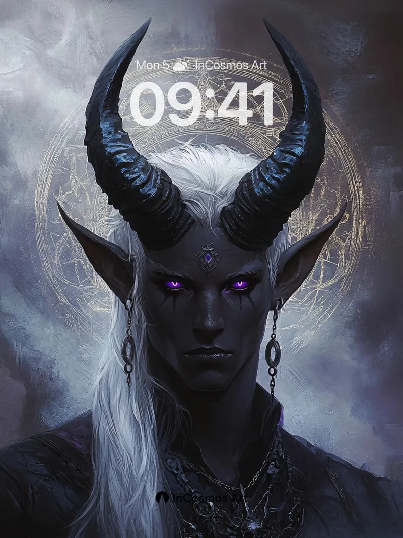 Shadowed Horns Wallpaper with Celestial Veil