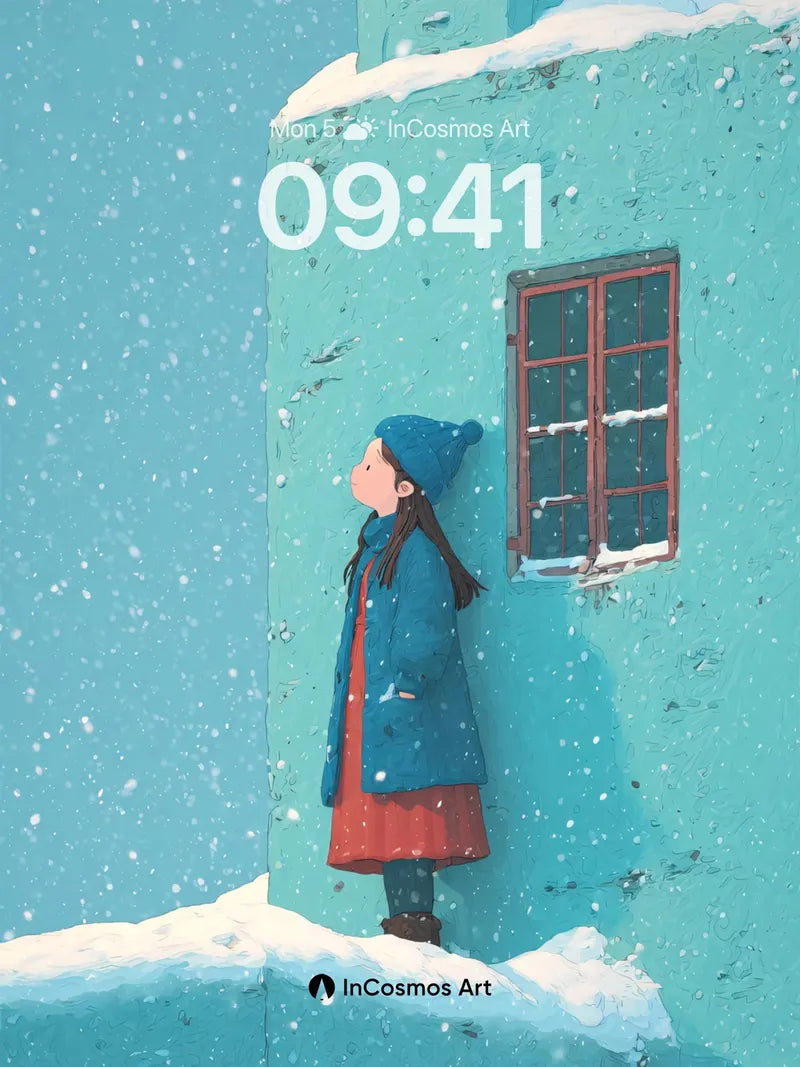 Snowfall Solitude Wallpaper with Turquoise Hues