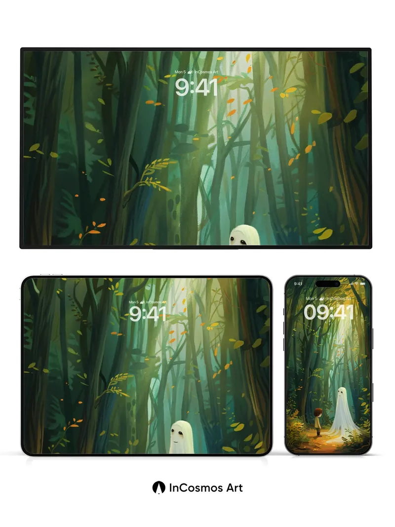 Whispering Light Wallpaper with Ethereal Forest