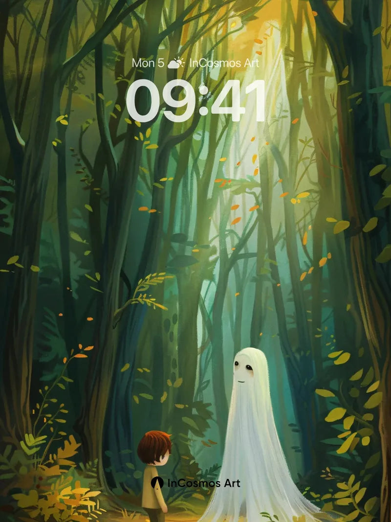 Whispering Light Wallpaper with Ethereal Forest