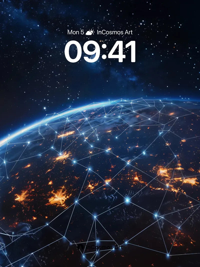 Cosmic Web Wallpaper with Starlit Nodes