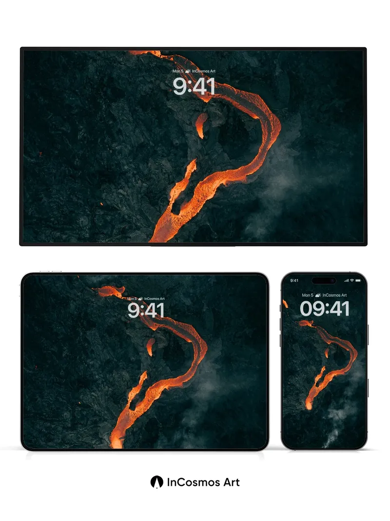 Lava River Wallpaper with Volcanic Veins