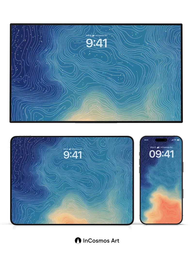 Cosmic Contour Wallpaper with Starlit Lines