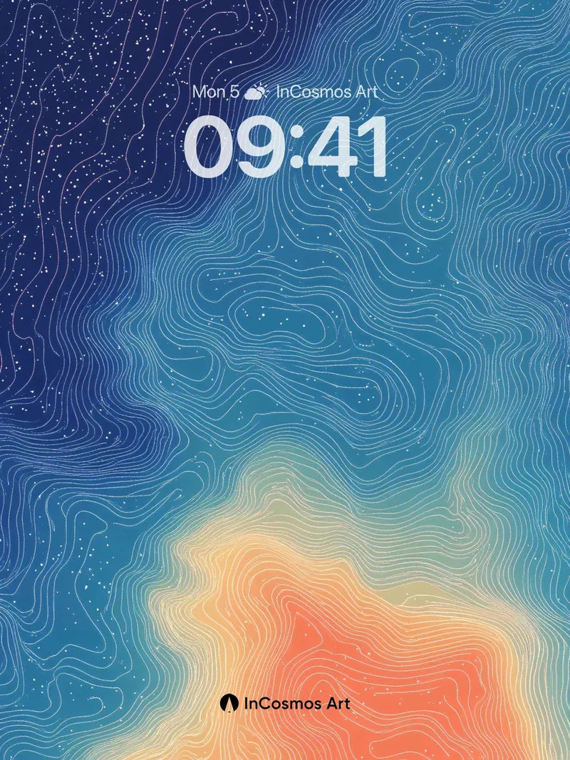 Cosmic Contour Wallpaper with Starlit Lines