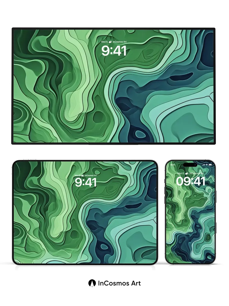 Emerald Current Wallpaper with Living Contours