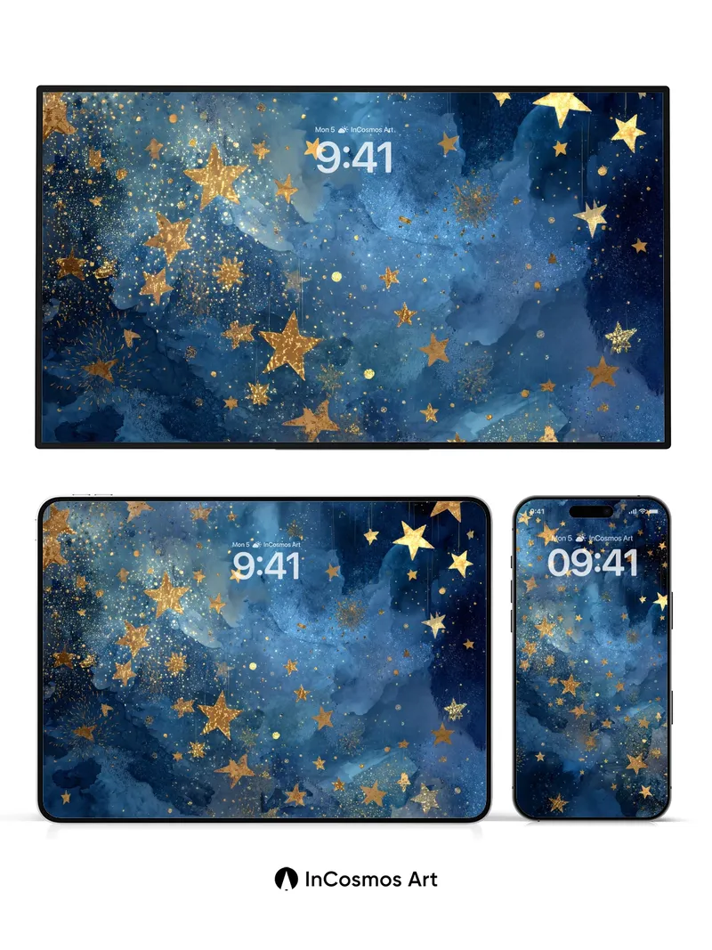 Golden Nebula Wallpaper with Starlight Drift