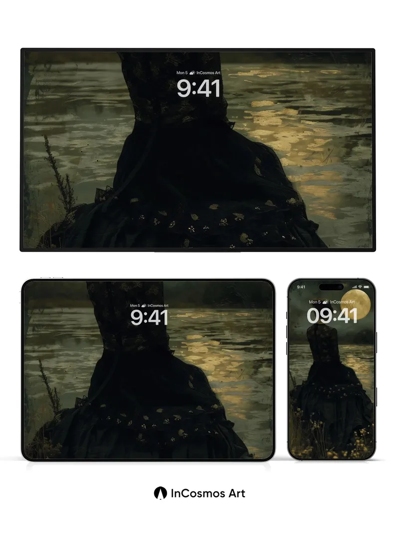 Lunar Solitude Wallpaper with Velvet Shadows