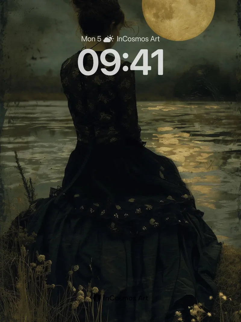 Lunar Solitude Wallpaper with Velvet Shadows