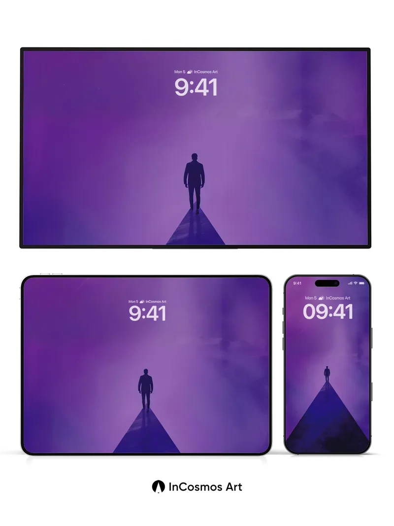 Ethereal Summit Wallpaper with Cosmic Silhouette