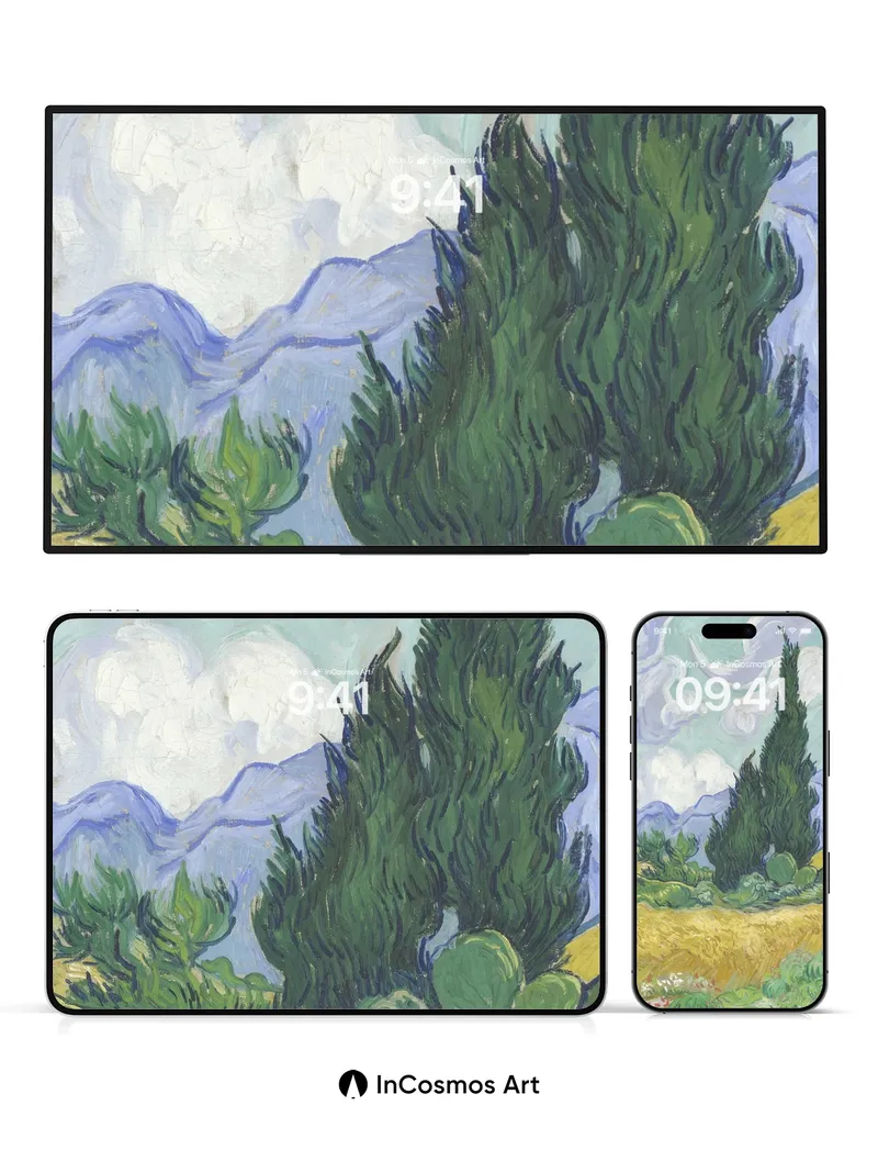 Whirlwind Cypress Wallpaper with Turquoise Sky