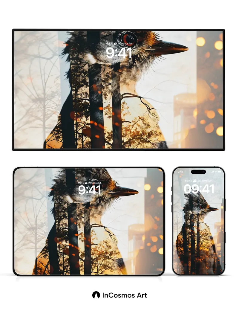 Whispering Forest Wallpaper with Avian Echo