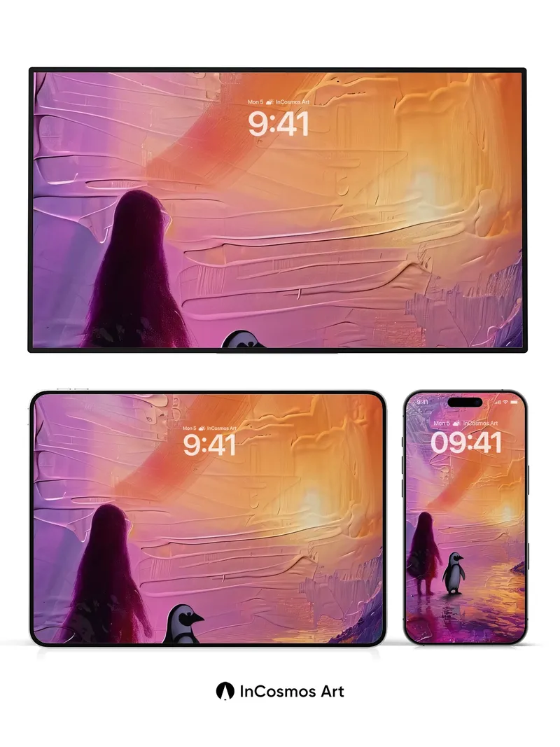 Crimson Aurora Wallpaper with Whispering Ice