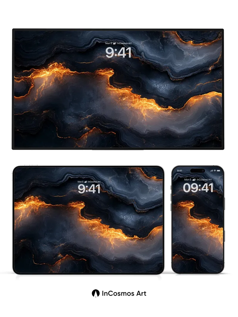 Obsidian Vein Wallpaper with Ember Light