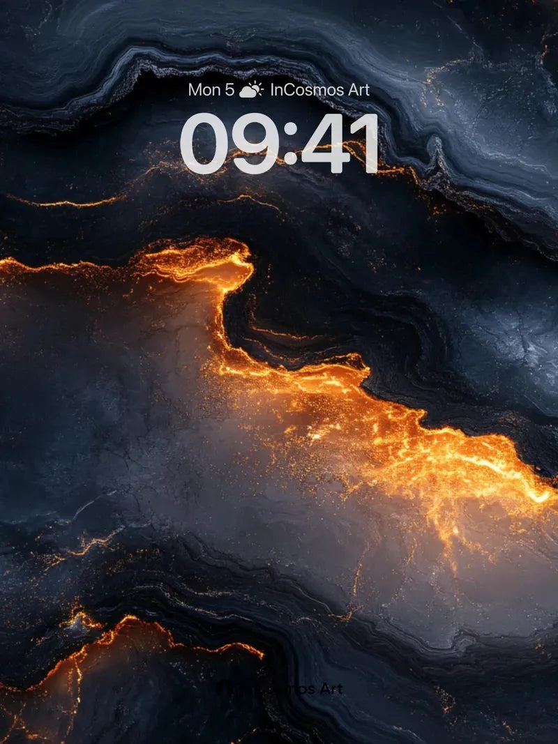 Obsidian Vein Wallpaper with Ember Light