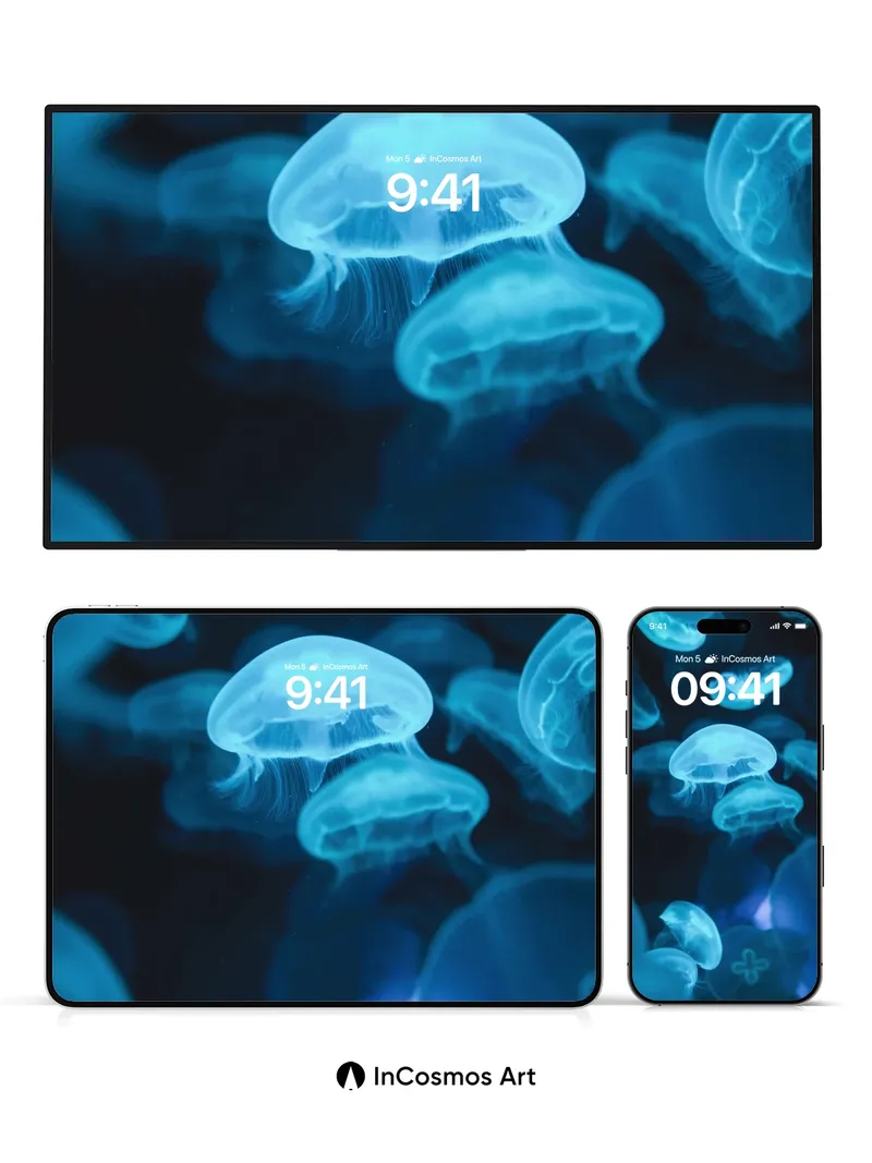 Luminous Drift Wallpaper with Bioluminescent Pulse