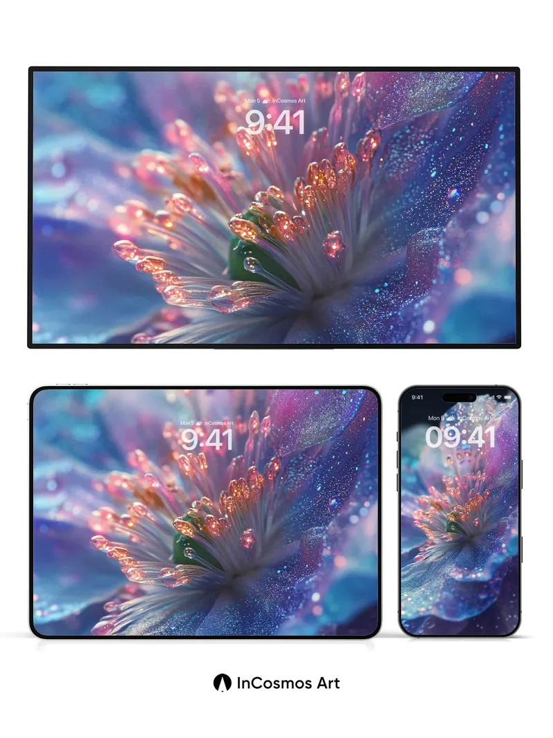 Cosmic Petal Wallpaper with Stardust Veins