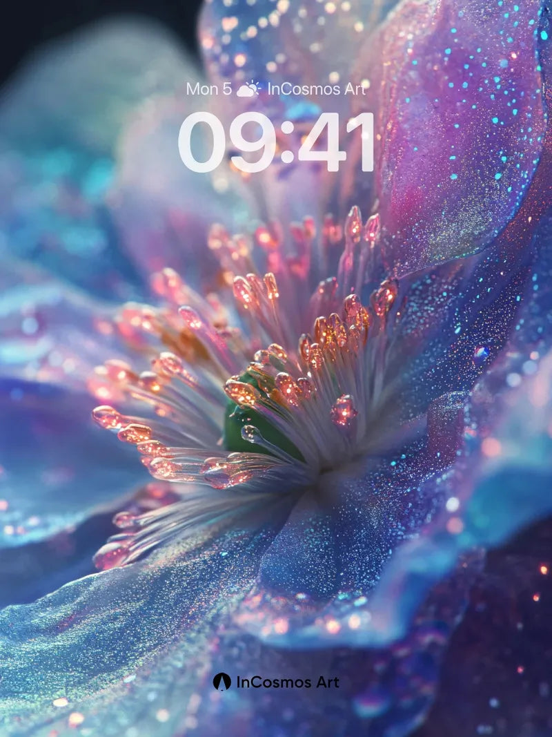 Cosmic Petal Wallpaper with Stardust Veins