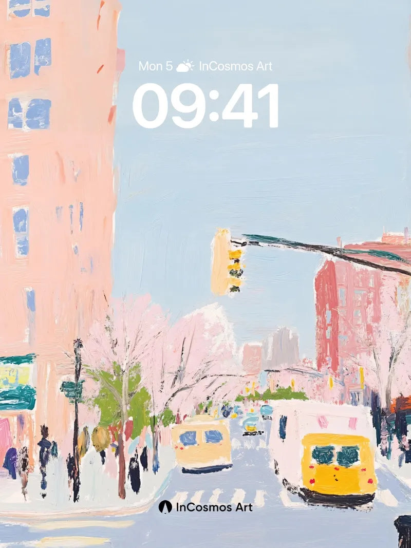 Pastel Pulse Wallpaper with Cherry Bloom