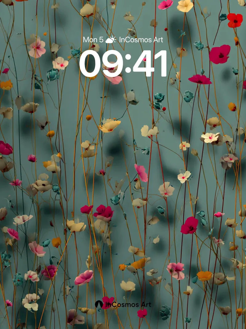 Whispering Petal Wallpaper with Floating Stems