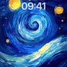 Swirling Night Sky Wallpaper with Golden Stars wallpaper for iPhone, iPad & Mac