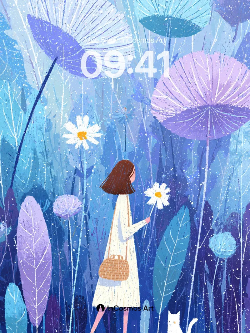 Serenity Bloom Wallpaper with Floating Petals