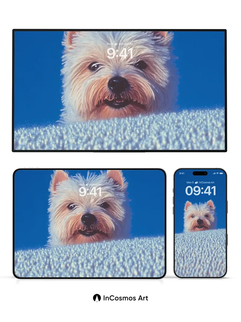 Whispering Wool Wallpaper with Sky-Eyed Pup